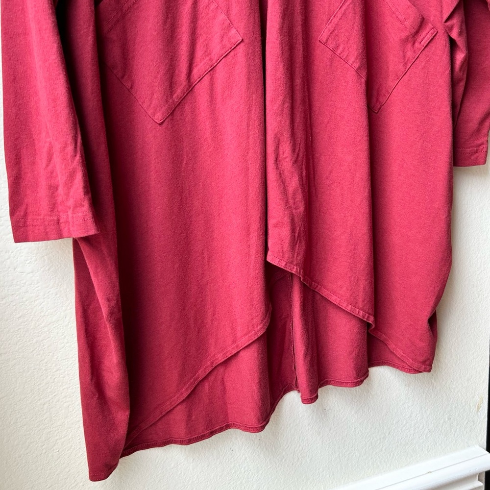 Bryn Walker Alexis Asymmetric V-Neck Bamboo Lagenlook Red Tunic Dress Size M - Picture 7 of 15